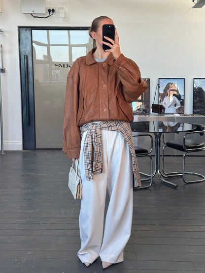 Vintage 1980s Leather Bomber Jacket - L