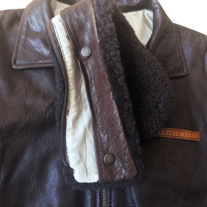 Avirex G-1 80's Leather Lambskin Flight Jacket Boa Collar - M | Medium, Red