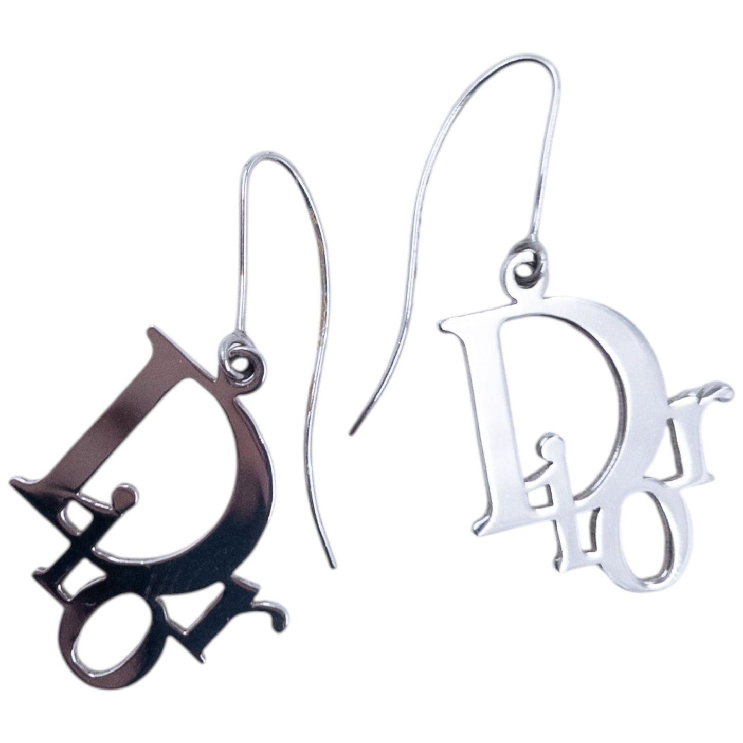 Vintage 2000s Dior By John Galliano Silver Logo Earrings | O/S, Grey