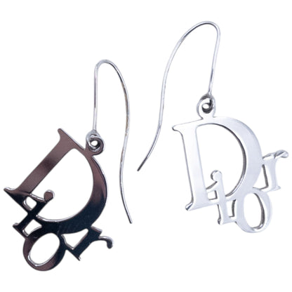 Vintage 2000s Dior By John Galliano Silver Logo Earrings | O/S, Grey