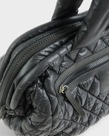 2000/2002 Chanel Coco Concoon Nylon Leather Boston Handbag Black | O/S, Black