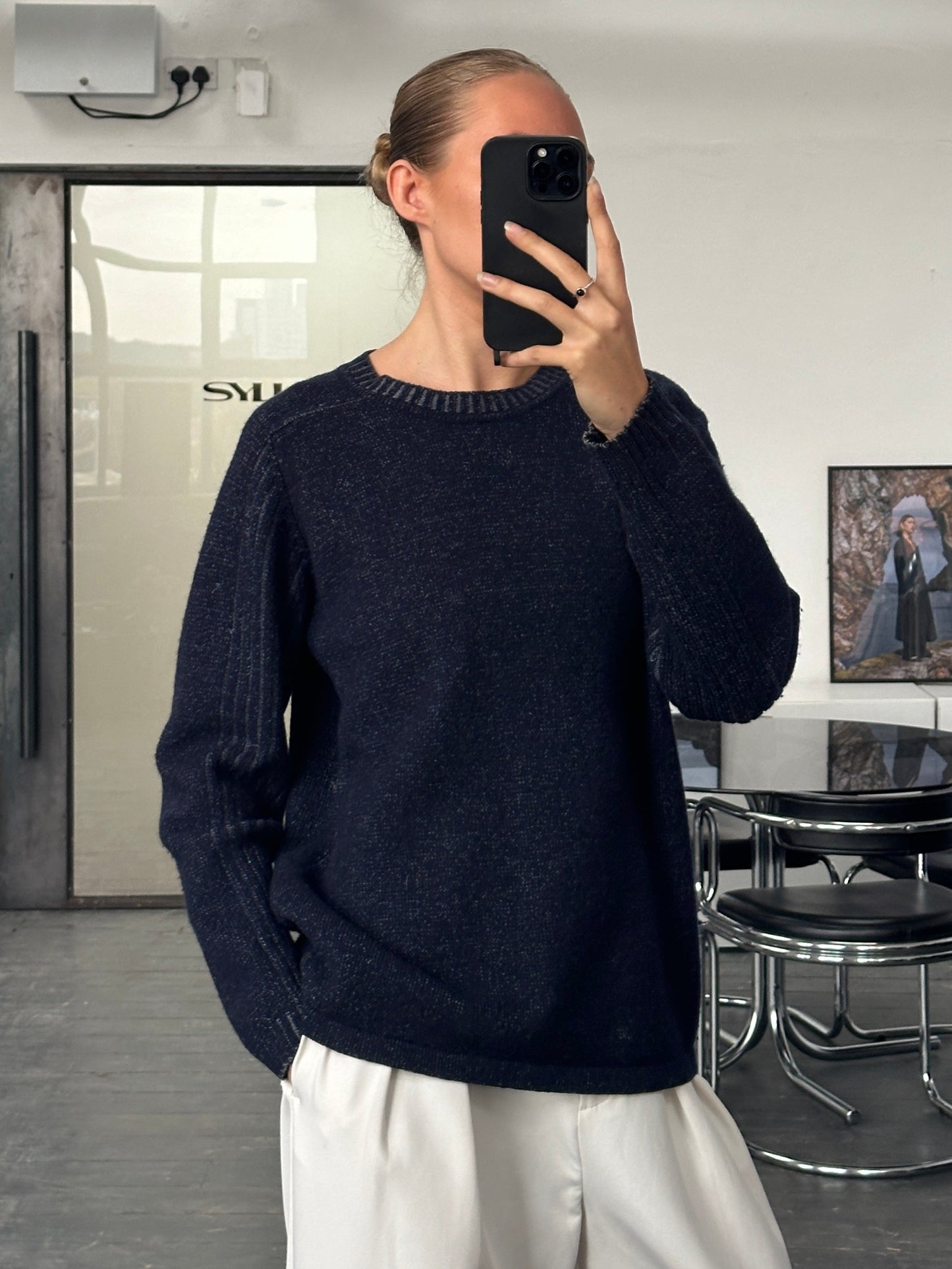 Armani Jeans 2000s Wool Knitted Logo Jumper - M