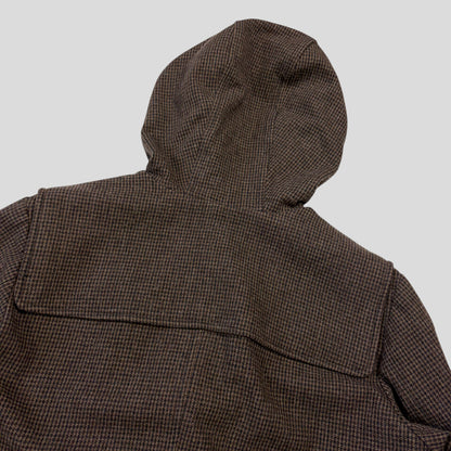 Miu Miu 00’s Herringbone Wool Cropped Duffle Toggle Jacket - IT52 | O/S, Charcoal Brown