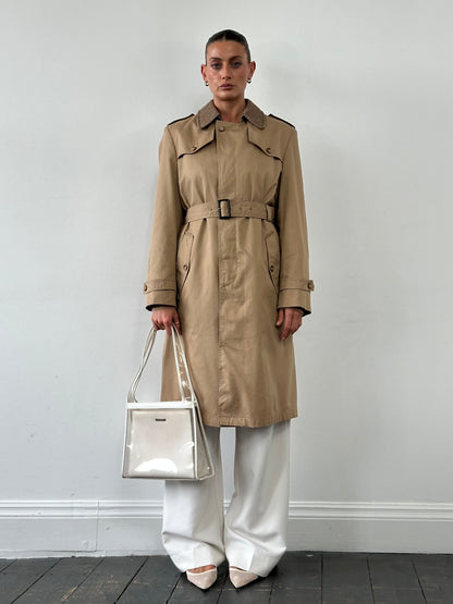 Christian Dior Monsieur Cotton Single Breasted Belted Trench Coat - M
