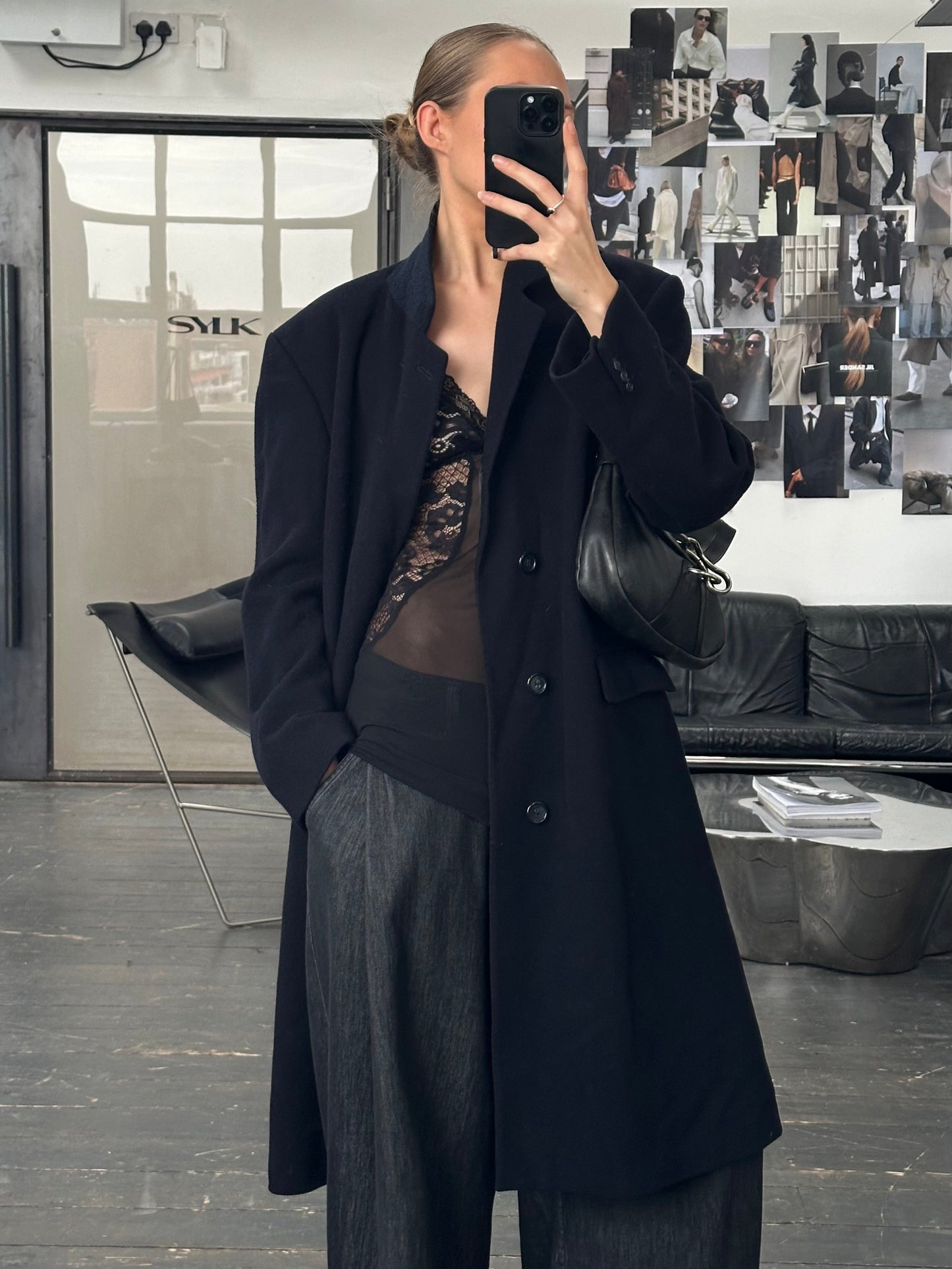 Vintage 1990s Wool Single Breasted Coat - L