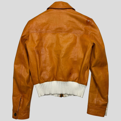 Gucci 2011 Leather Reversible Cropped Moto Biker Jacket - UK6/8