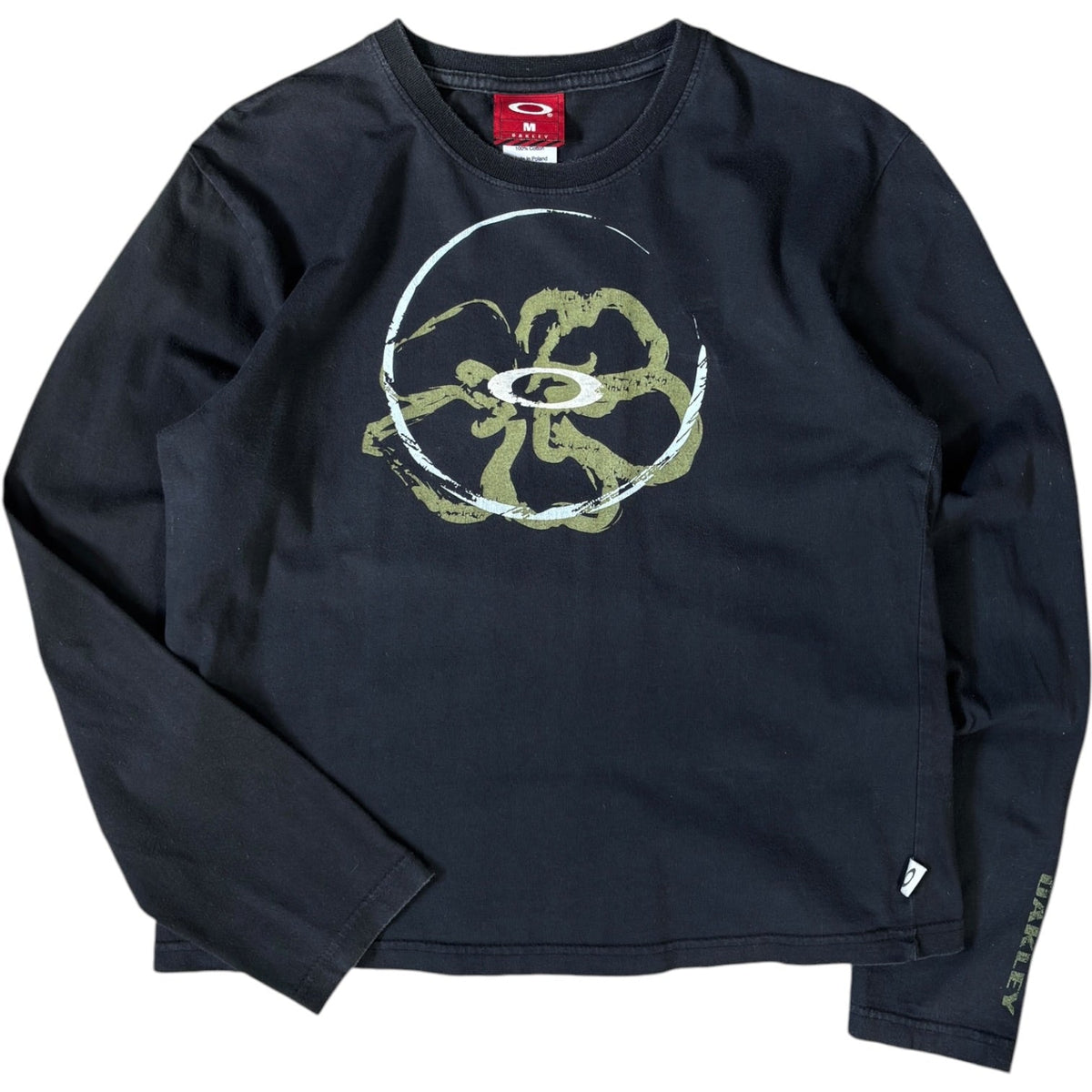 Oakley 00's Flower Graphic Long Sleeve Top UK 8/10 | 8/10, Black
