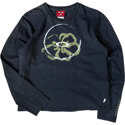 Oakley 00's Flower Graphic Long Sleeve Top UK 8/10 | 8/10, Black
