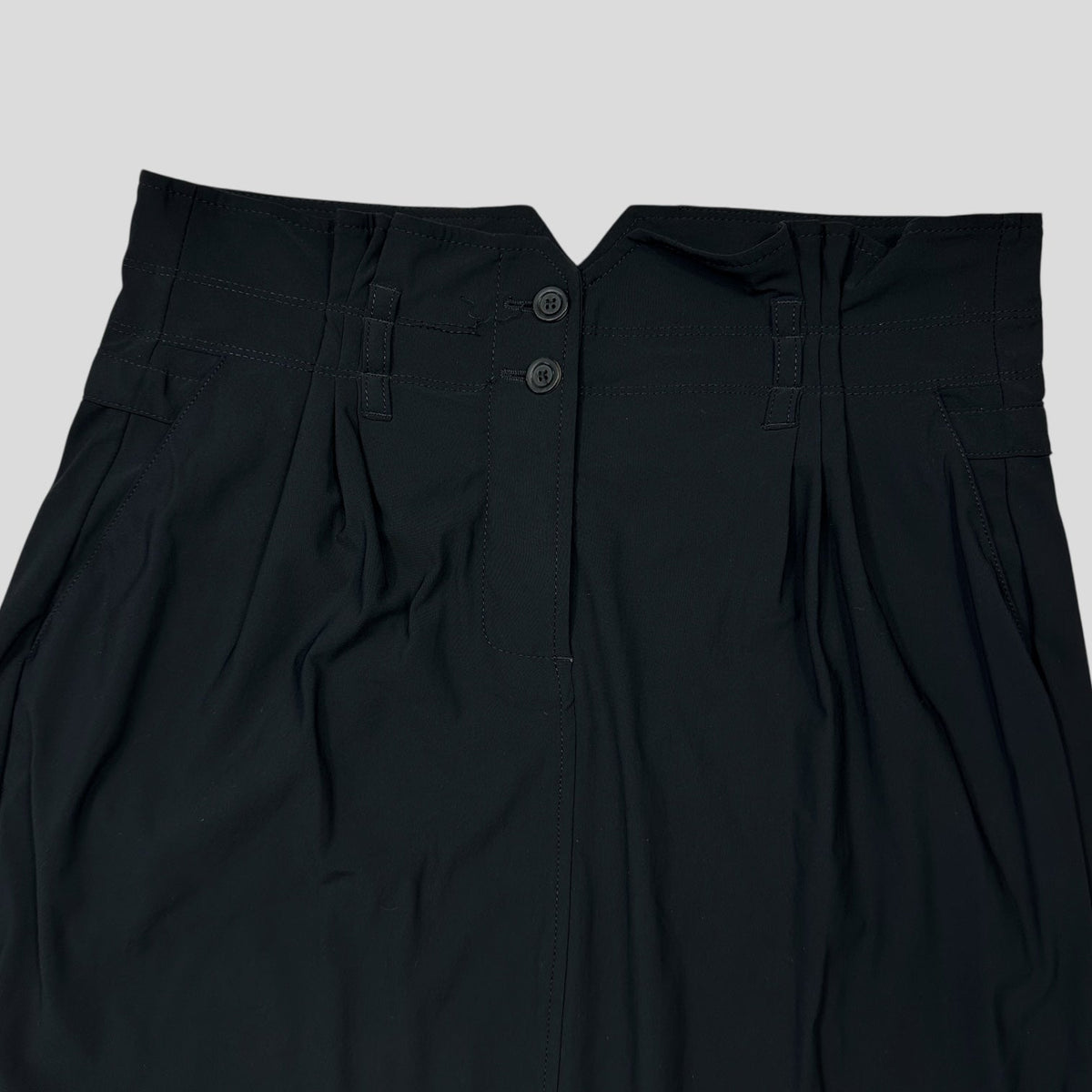 M+FG 00’s Rayon Silk Belted Skirt with Pleats - IT42 UK8-10 | W28, Black