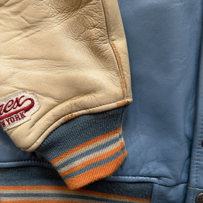 Avirex 'New York Long Island' Leather Varsity Jacket - L | Large, Blue