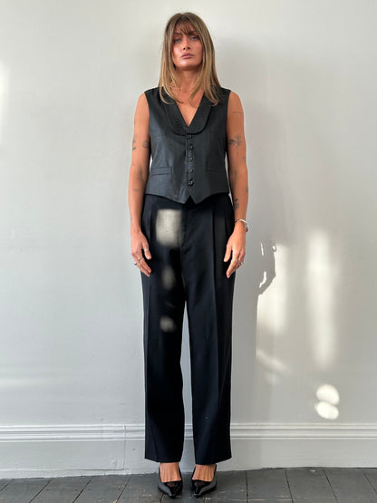 Vintage Tuxedo Stripe Tailored Waistcoat - 36R/M