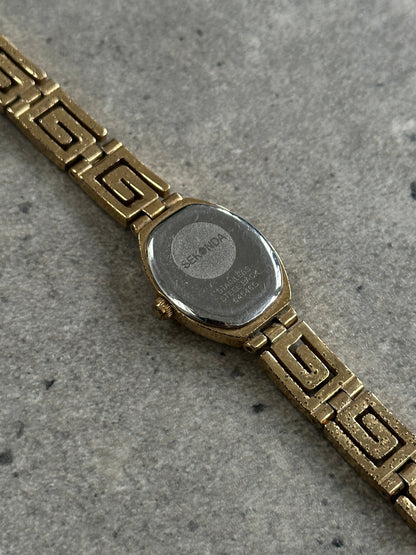Sekonda 1990s Oval Gold Tone Geometric Quartz Watch