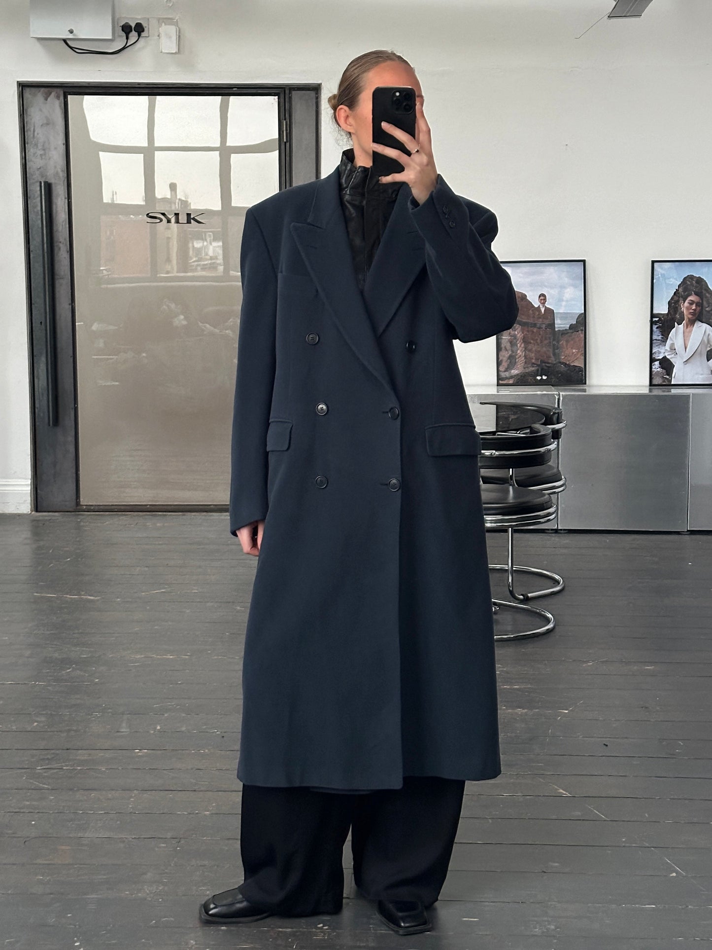 Moschino 1990s Pure Wool Double Breasted Coat - XL/XXL