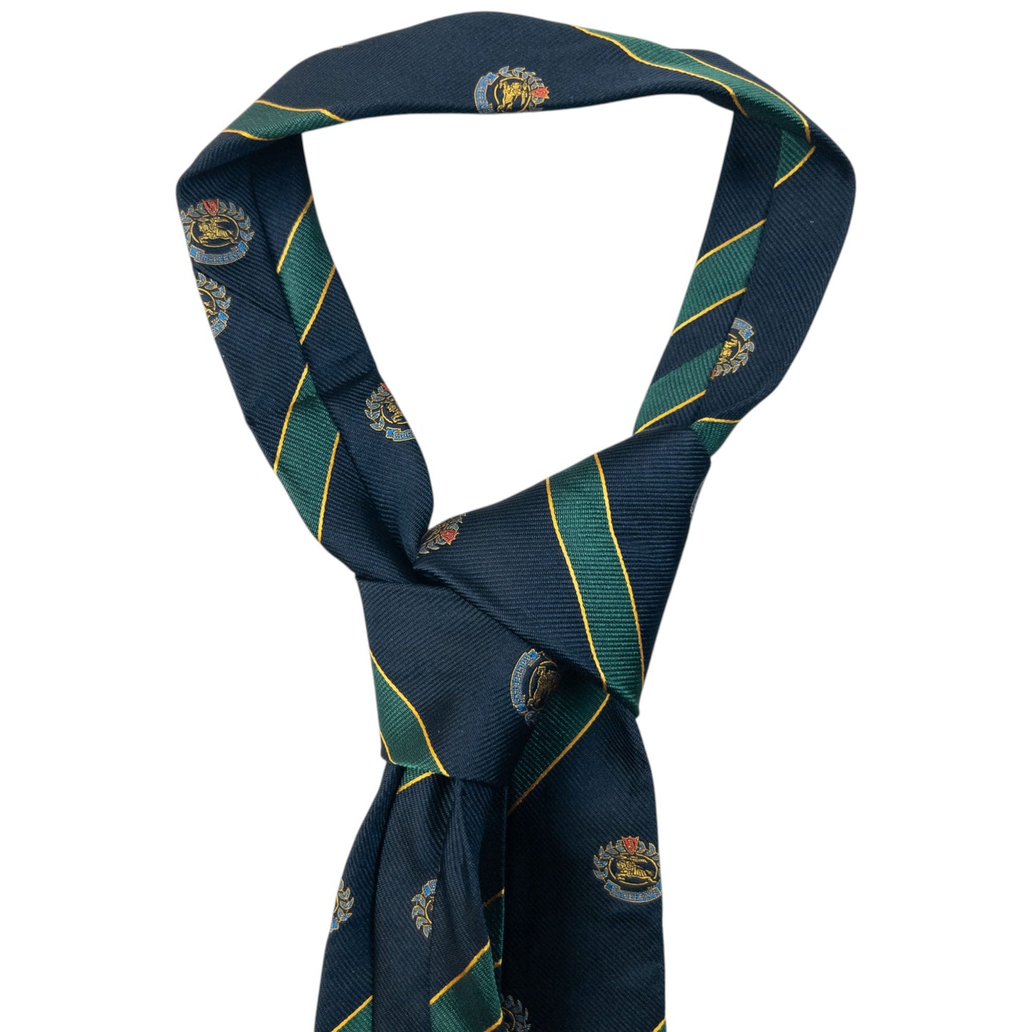Vintage 80s Burberry Striped Monogram Silk Tie | O/S, Green