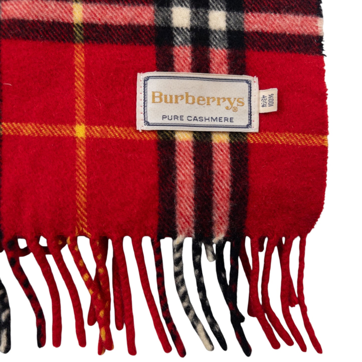 Vintage Burberry Nova Check Cashmere Tassel Scarf