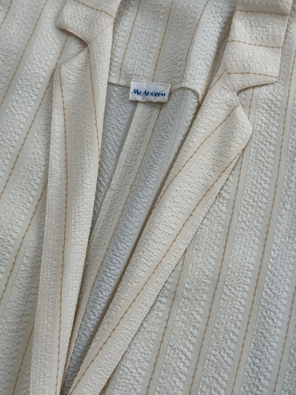 Italian Vintage Pure Silk Stripe Single Button Blazer - M