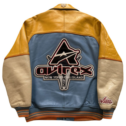 Avirex 'New York Long Island' Leather Varsity Jacket - L | Large, Blue
