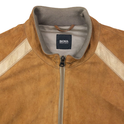 Vintage 2000s Hugo Boss Zip Up Suede Jacket Size L