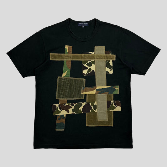 CDG Homme 2016 Camo Mixed Material Appliqué T-shirt - M