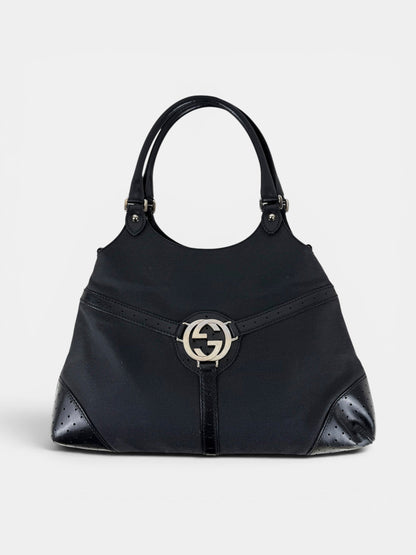 90s Gucci GG Interlocking Black Handbag | O/S, Black