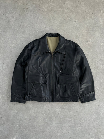 Vintage Fleece Lined Leather Jacket - XL