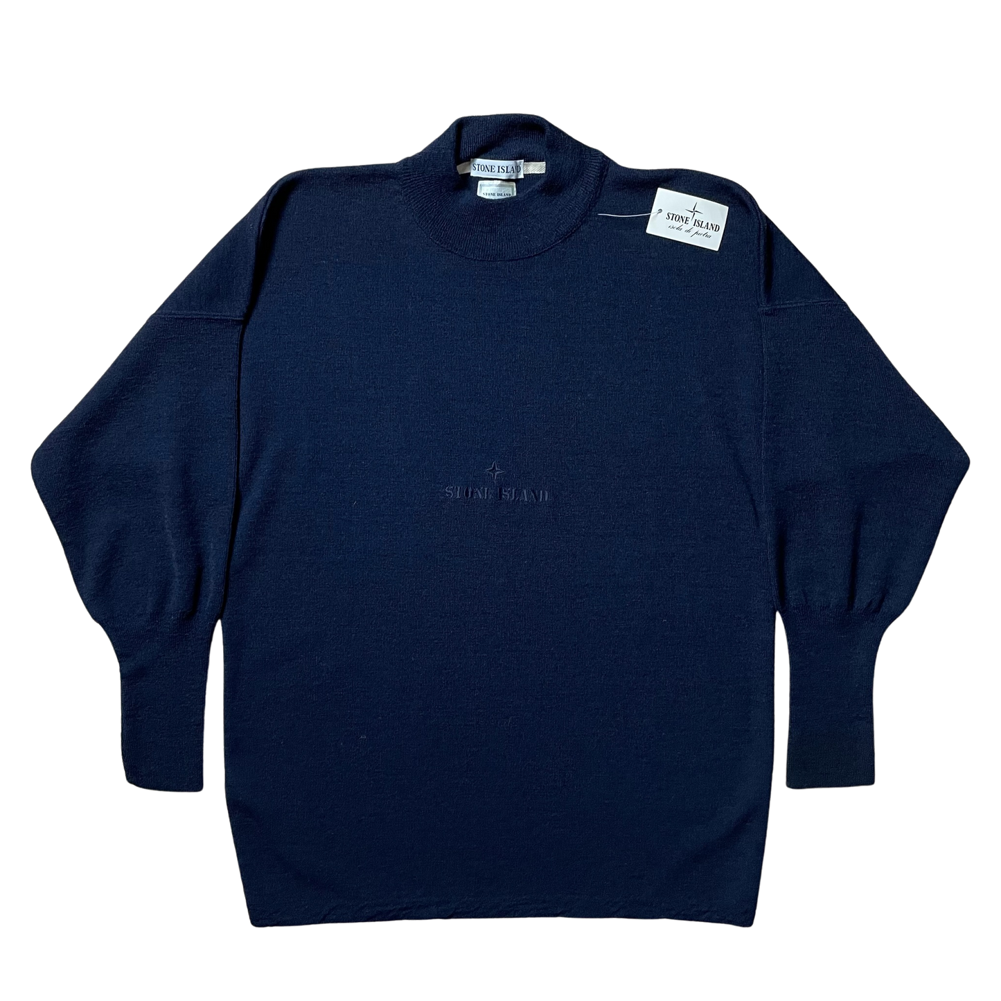 A/W 1986 Midnight Blue Waterproof Wool Embroidered Sweatshirt