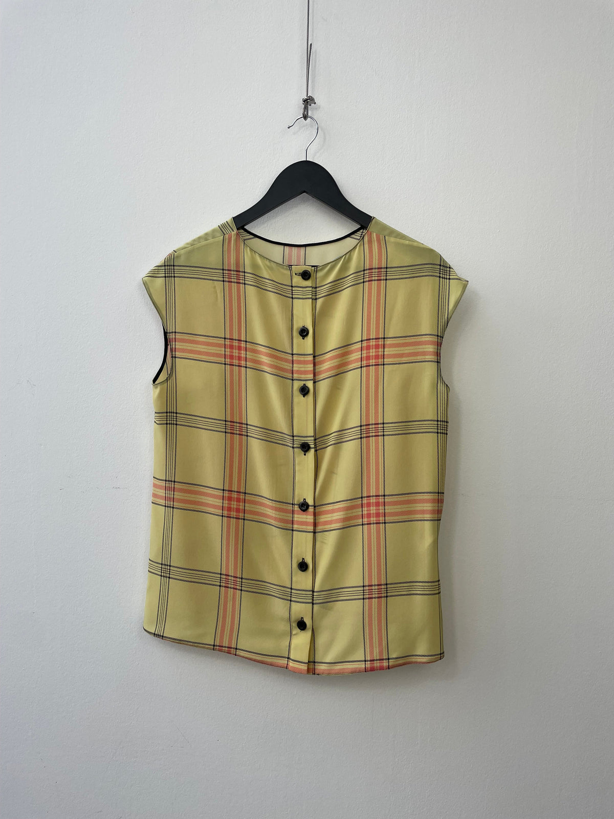 Prada Silk Tartan Sleeveless Top | Medium, Red