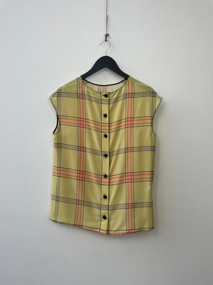 Prada Silk Tartan Sleeveless Top | Medium, Red