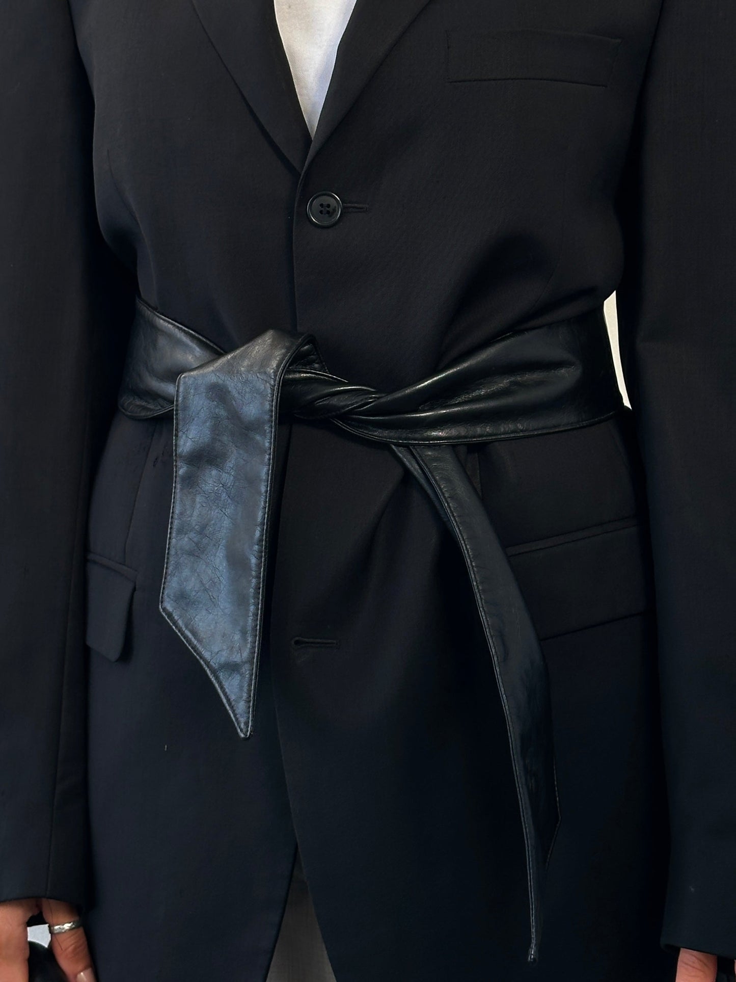 Vintage 1990s Faux Leather Tie Belt - One Size