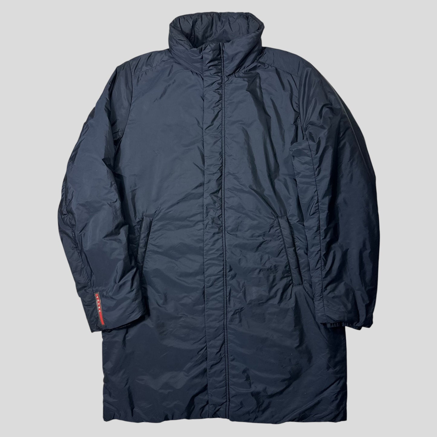 Prada 2015 Red Tab Nylon Padded Technical Parka Coat - L/XL | Default Title, Navy