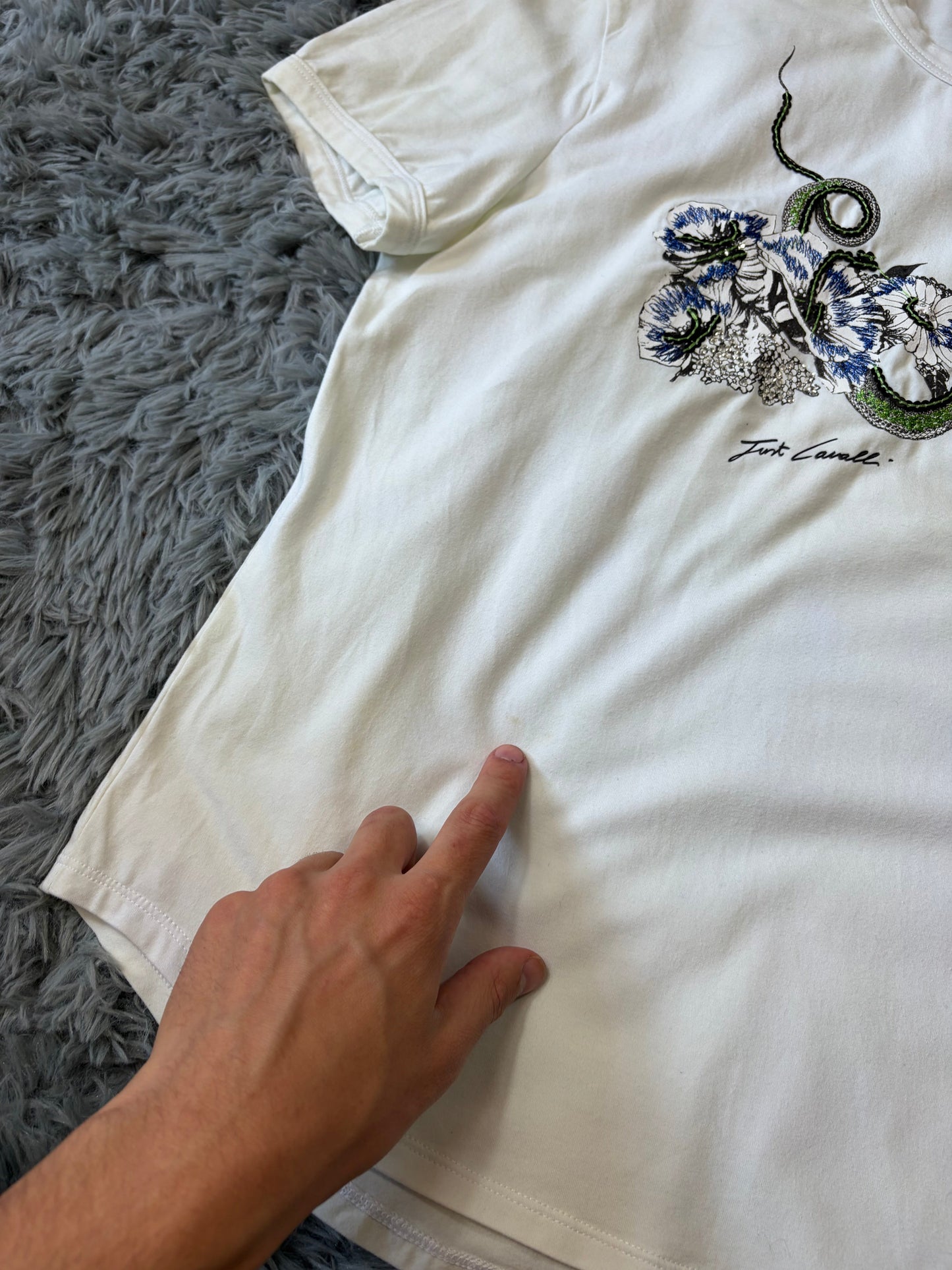 Just Cavalli 00’s Sequin Serpent Embroidered T-shirt - M | O/S, Red
