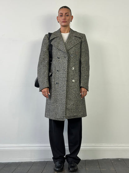 Italian Vintage Circa 90s Pure Wool Double Breasted Coat - M