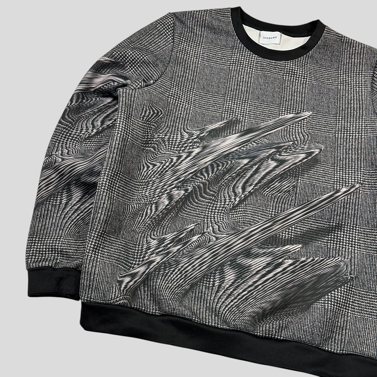 Iceberg 3D Glitch Print “Tweed” Sweatshirt Crewneck - L/XL | Default Title, Grey