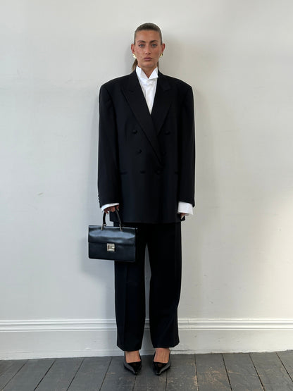 Vintage 1990s Tuxedo Pure Wool Double Breasted Suit - 46R/W34-36