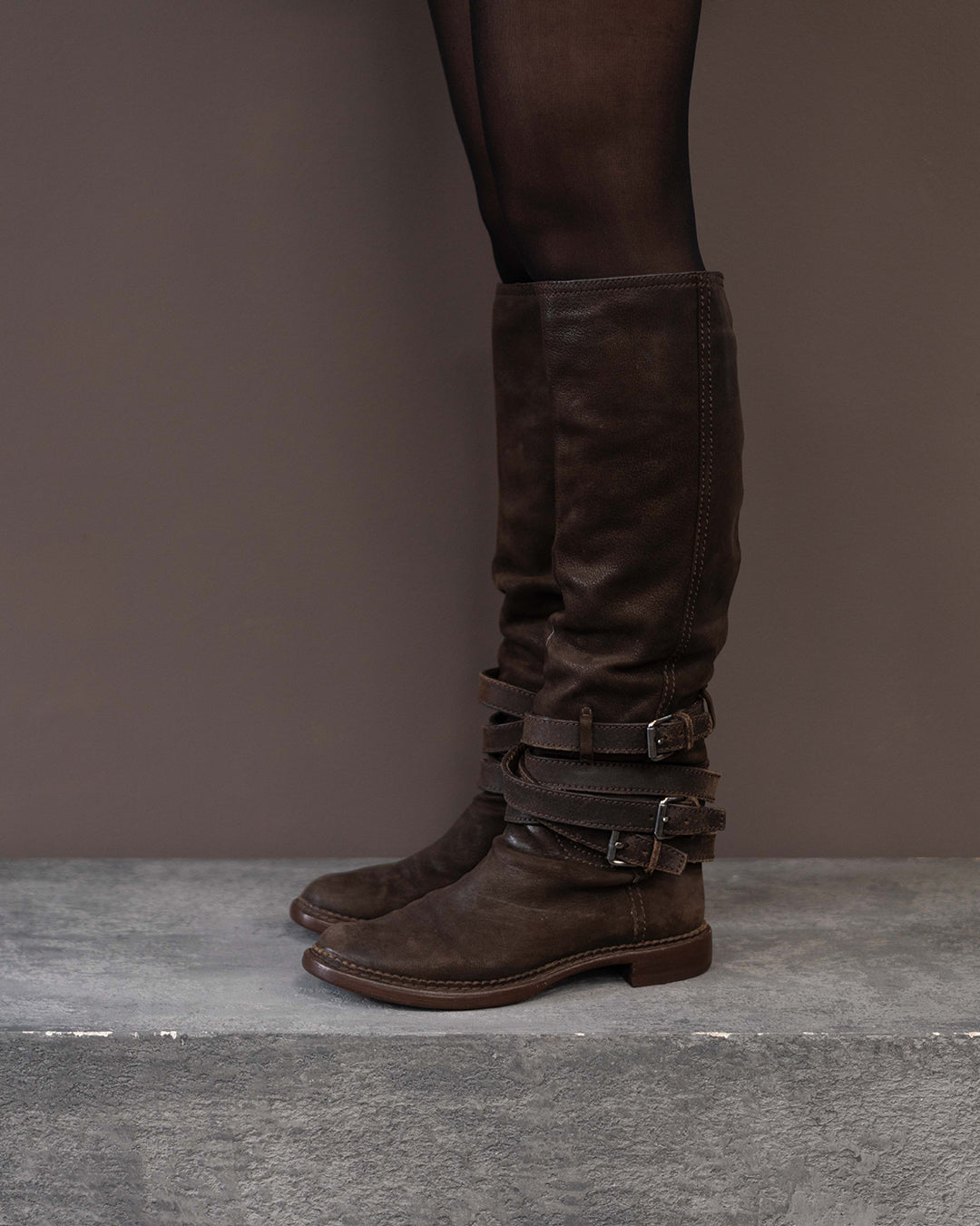 MIU MIU BROWN BUCKLE BOOTS (EU 39) | DEFAULT TITLE, Brown