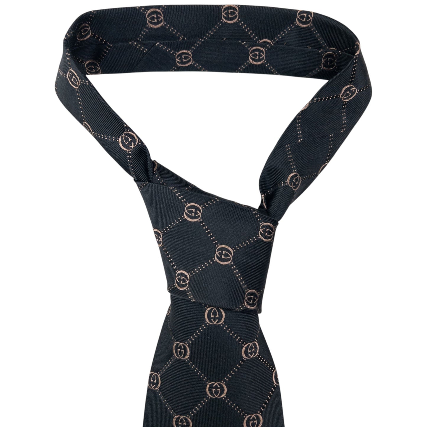 Vintage 2000s Gucci Monogram Silk Tie | O/S, Black