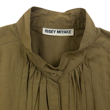 Vintage 90s Issey Miyake Pleated Long Sleeve Button Up Shirt Womens Size S | Small, Brown