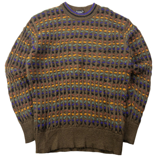 Vintage 90s Dior Monsieur Pattern Knit Jumper Size M | Medium, Brown