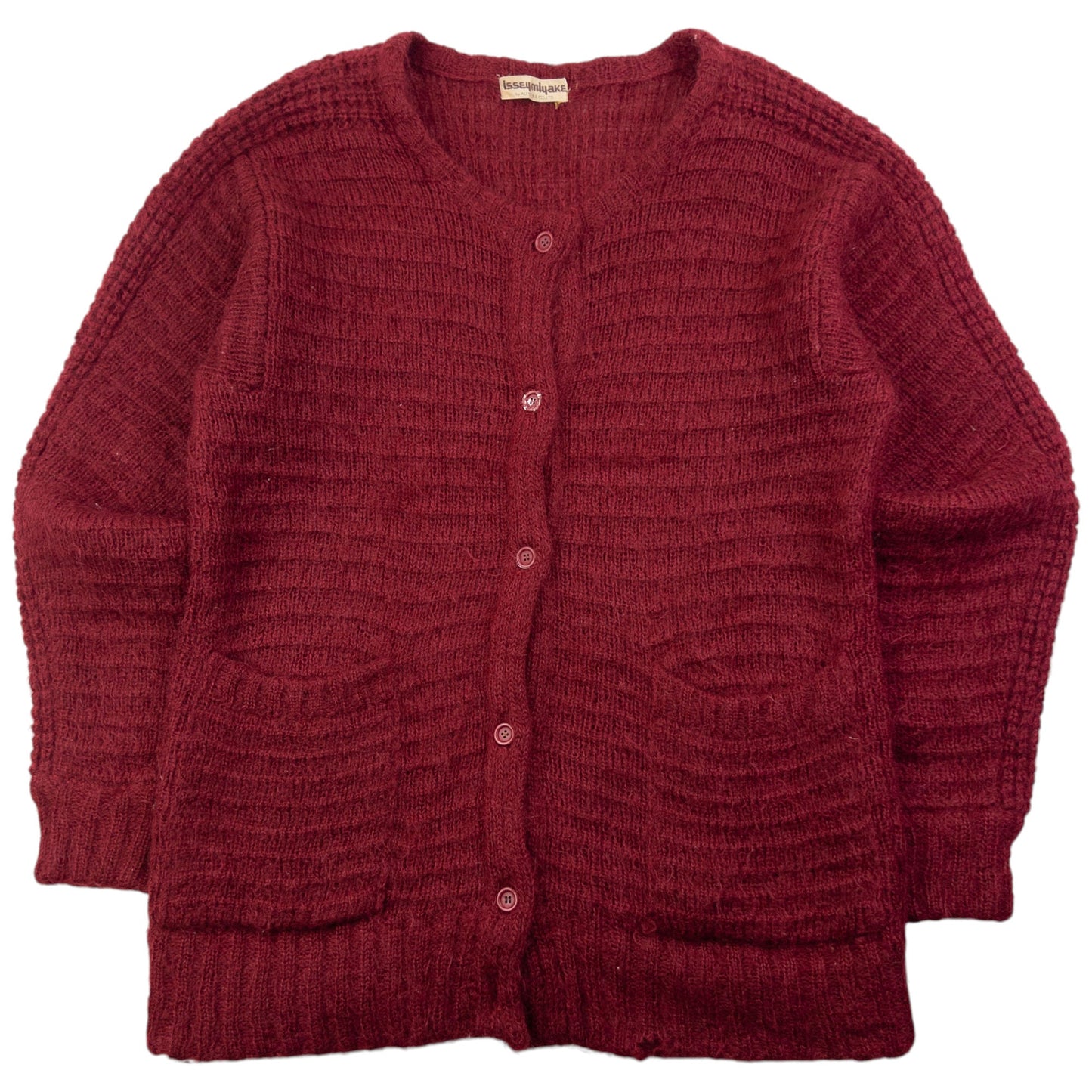 Vintage 80s Issey Miyake Wool Knit Cardigan Size M | Medium, Red