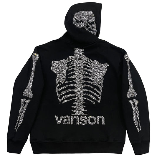 Vanson Leathers 50th Anniversary Rhinestone Skeleton Hoodie - XL