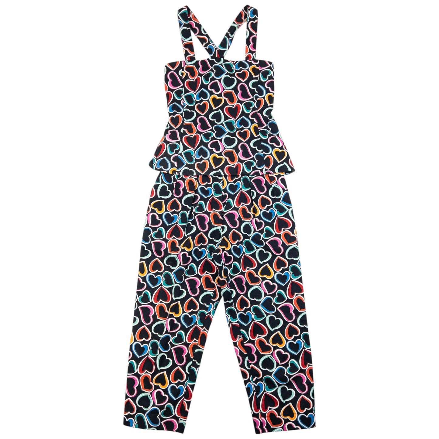 Vintage 80s YSL Yves Saint Laurent Heart Print Top & Trousers Set Womens Size XS | XS, Multicolour