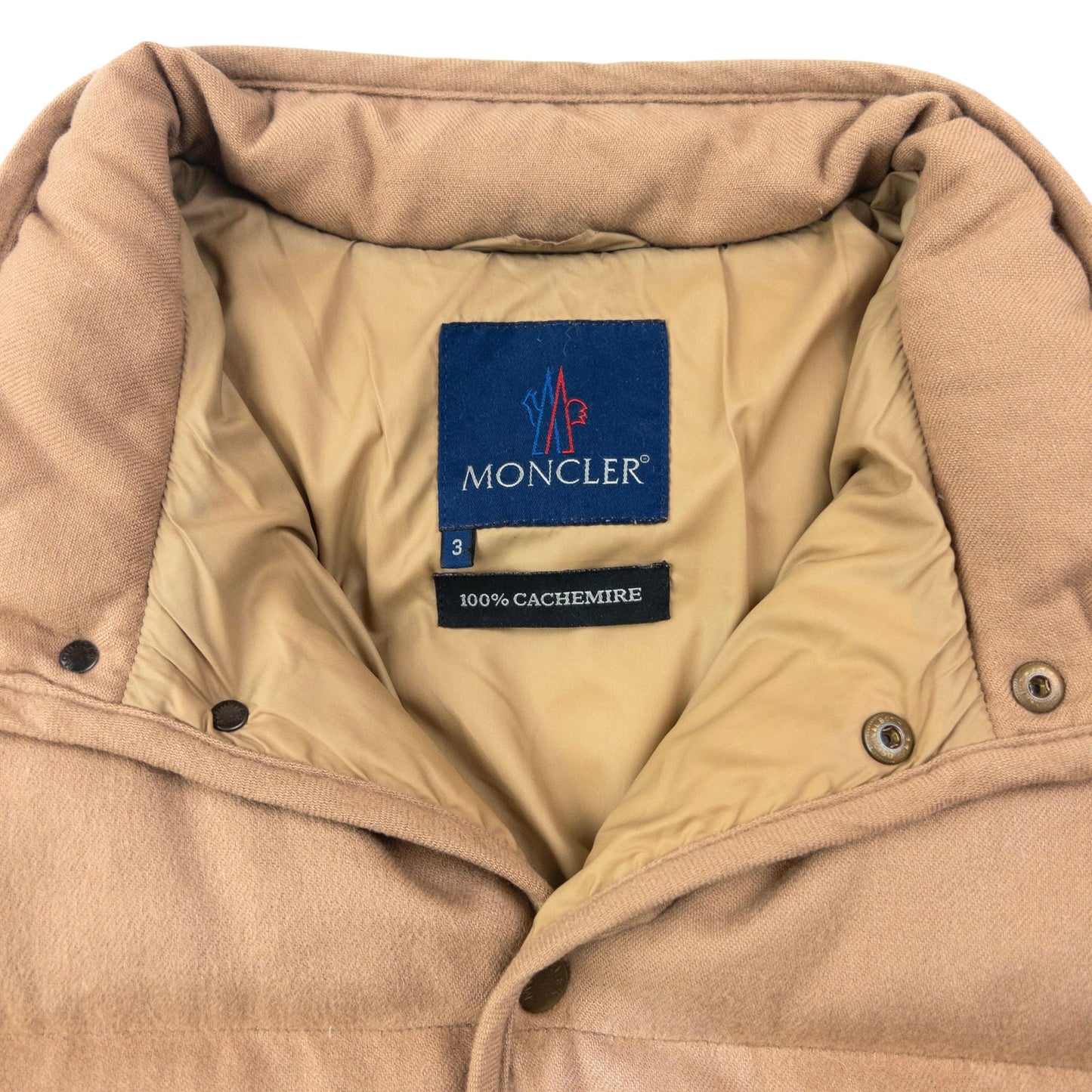 Vintage 90s Moncler Button Up Cashmere Puffer Jacket Size M | Medium, Beige