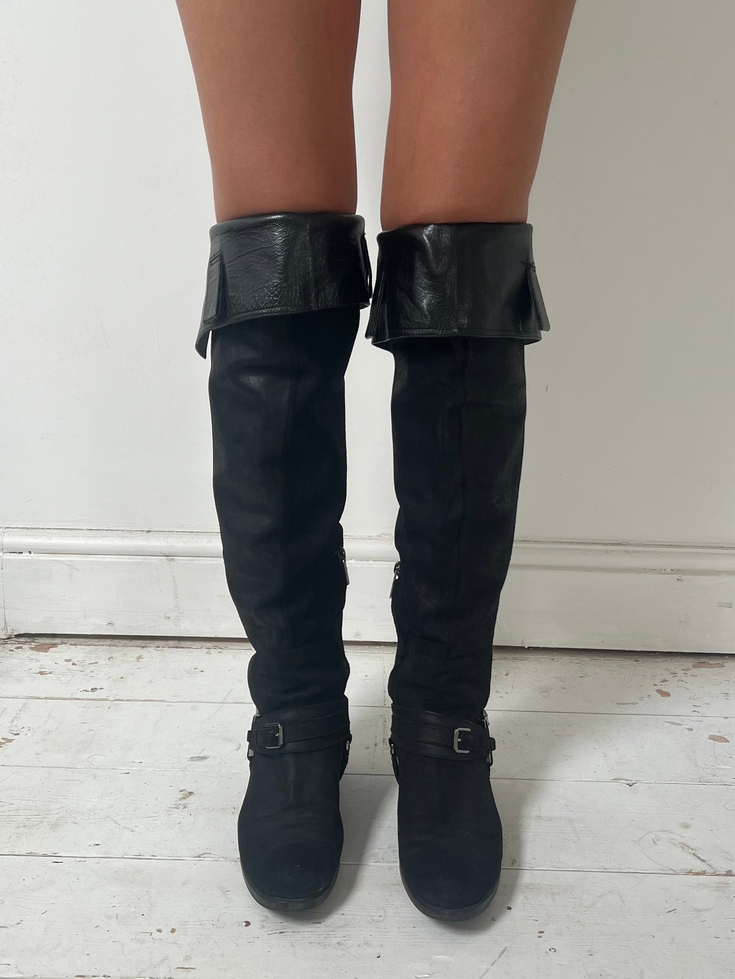 DIOR SUEDE RIDING BOOTS (EU 39.5) | DEFAULT TITLE, Black