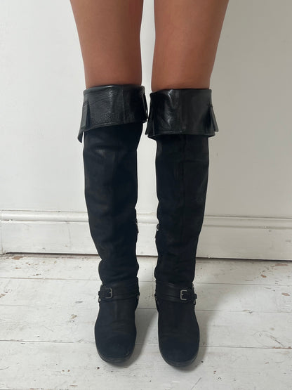 DIOR SUEDE RIDING BOOTS (EU 39.5) | DEFAULT TITLE, Black