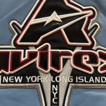 Avirex 'New York Long Island' Leather Varsity Jacket - L | Large, Blue
