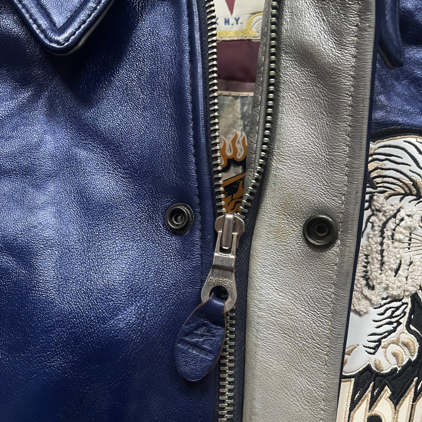 Avirex 'Speed Tiger' Leather Varsity Jacket - XXL