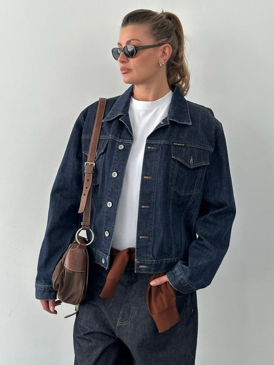 DKNY 2000s Pure Cotton Boxy Denim Jacket - L