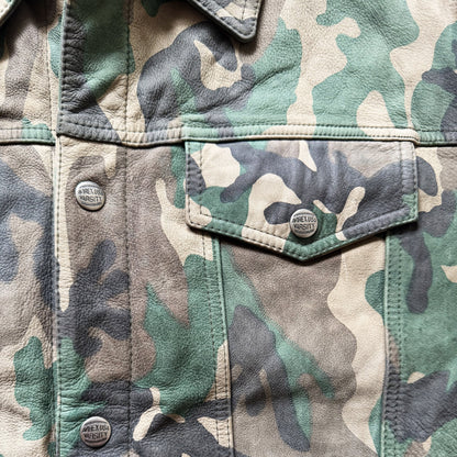 Avirex Camouflage Leather Trucker Jacket - XL | XL, Camo