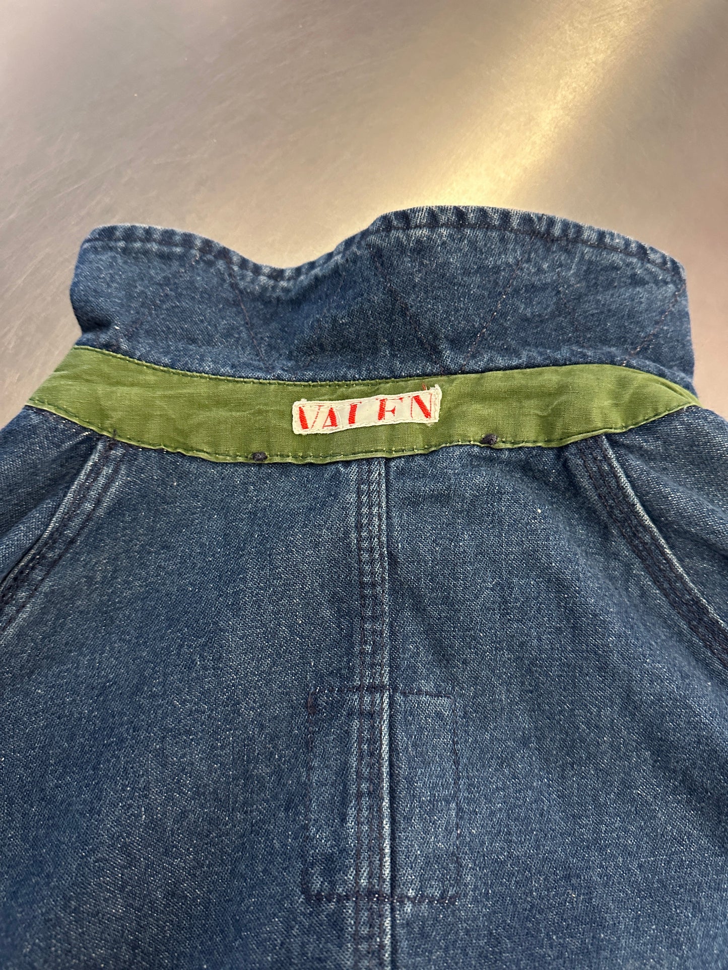 1990’s Valentino Job Matched Denim Chore Jacket - XL | Blue, Red