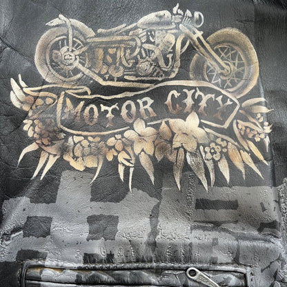 The Great China Wall 'Motor City' Leather Biker Jacket - M